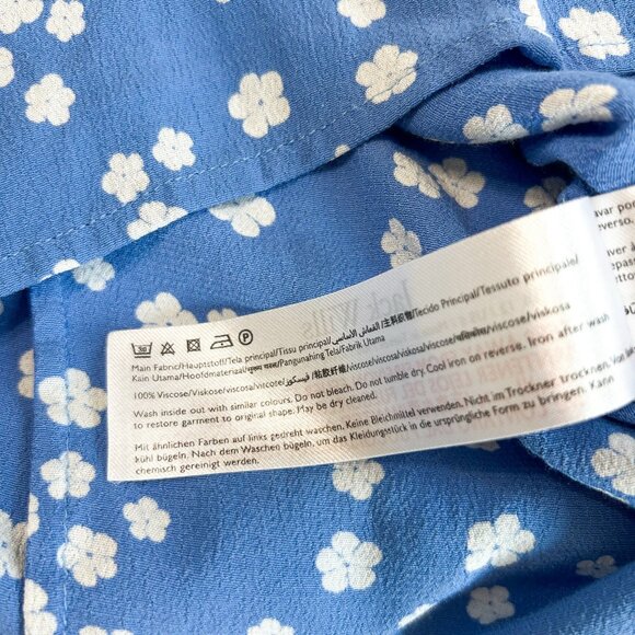 Jack Wills Erin Tie Front Blue Floral Mini Short Sleeve Dress Women’s Size 8 - Picture 7 of 7